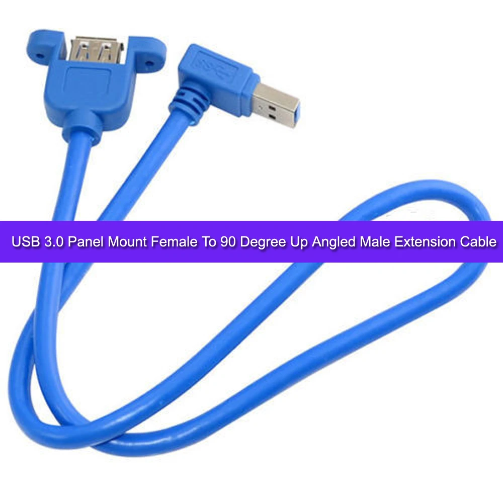 

1m 3ft USB 3.0 Panel Mount Female To 90 Degree Up Angled Male Extension Cable