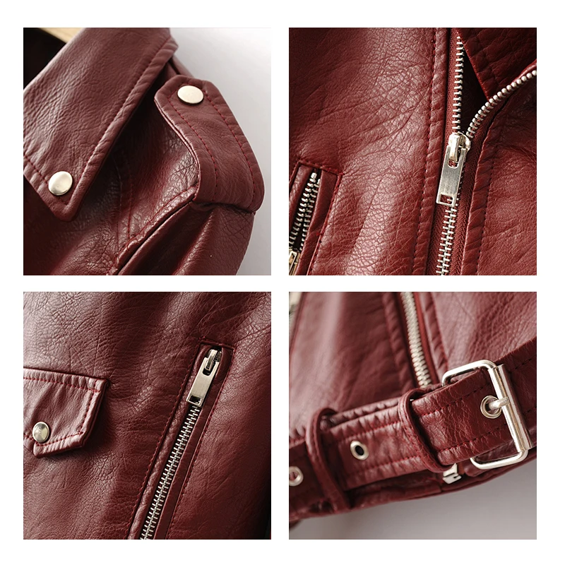 

PU Leather Jacket Women Fashion Bright Colors Black Bomber Motorcycle Coat Short Faux Leather Biker Jacket Soft Jacket Female