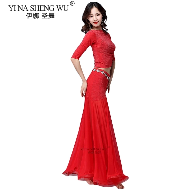 Женский костюм для танца живота тренировок с V-образным вырезом или длинной юбкой