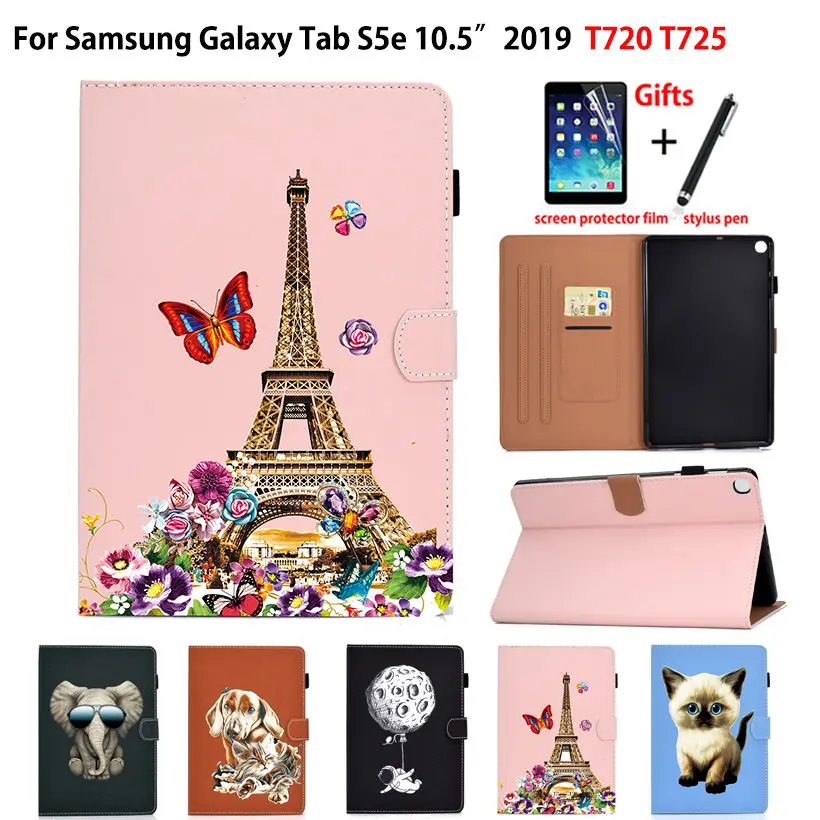 

Чехол для Samsung galaxy tab S5e 10,5 дюйма, фотография 2019 дюйма, умный чехол Funda, планшет, модная башня, чехол-подставка с рисунком + подарок