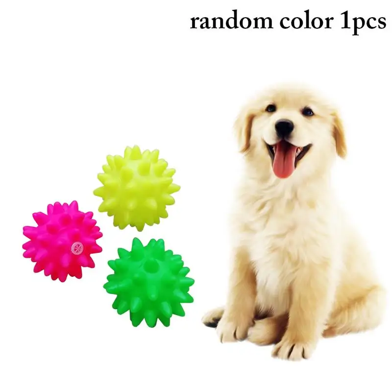 

Dog Squeaky Toy Spiky Interactive Ball Puppy Play Toy Dog Chew Toy Kitten Puppy Teeth Cleaning Toy Pet Training Toy Random Color