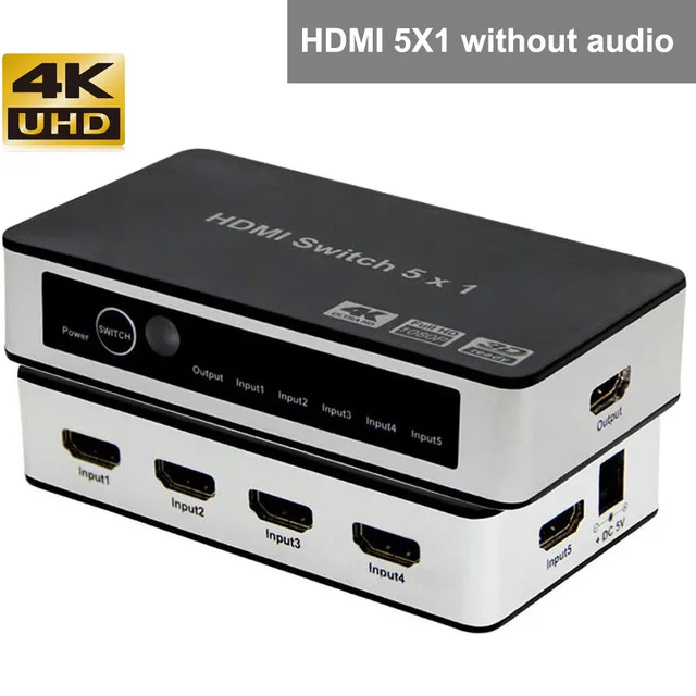 HDMI 5X1 no audio 4K HDMI коммутатор 5x1 с аудио HDMI 1,4 HDMI аудио экстрактор 4K x 2K 3D ARC аудио цифровой toslink HDMI переключатель - Цвет: HDMI 5X1 no audio