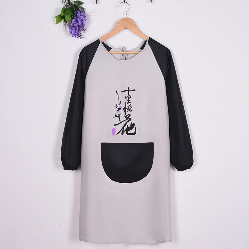 

Korean fashion smock adult female kitchen apron long sleeve waterproof all-inclusive home custom logo