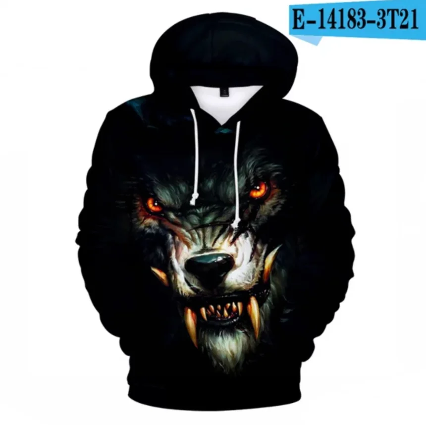 

Cool 3D Wolf Hoodies Men's Hoodie Autumn Winter Casual Hoody Tops Kpop Brand 3D Wolf Head Hoodie Sweatshirt Trendy Popular Coat