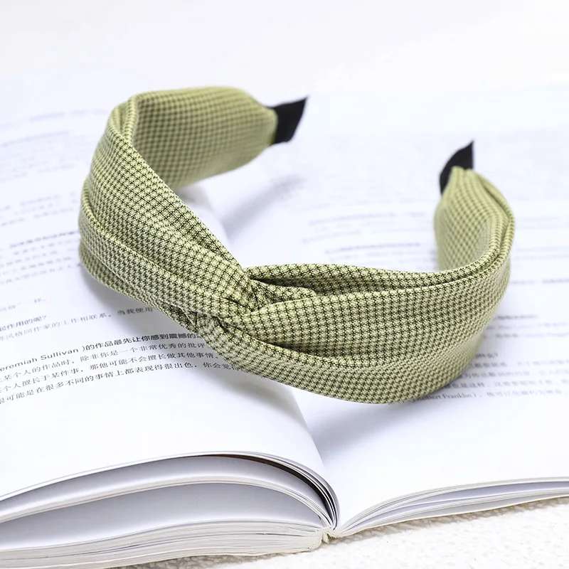 2020 корейский клетчатый узор аксессуары для волос женщин Модный макияж повязка