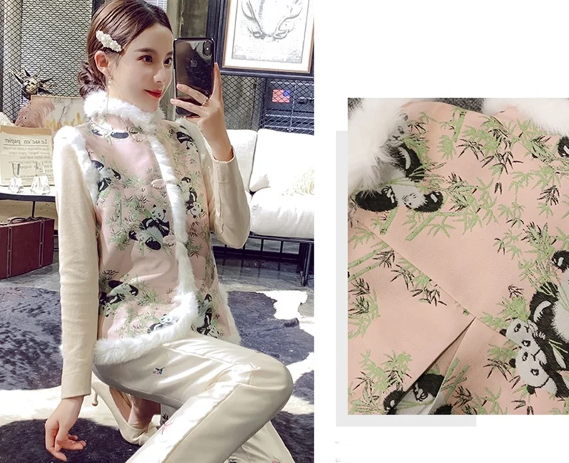 Китайский стиль, зимний женский жилет, без рукавов, пальто, Qipao, жилет, свободный, в винтажном стиле, теплый, мягкий жилет, хлопок, новинка, жилет, Femme, TA2142