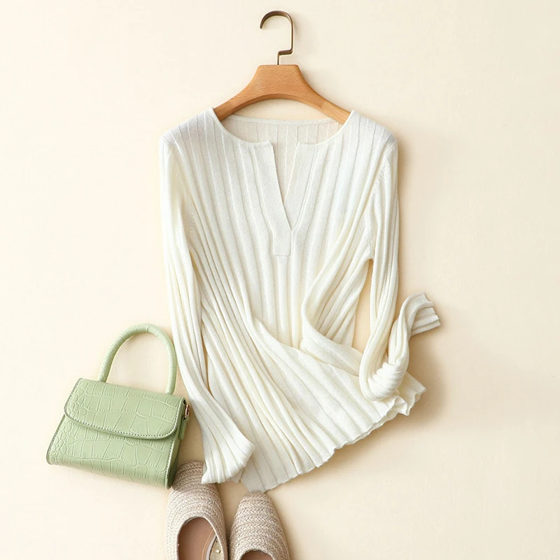 100% кашемировый женский эластичный свитер вязанный большой размер дамы Осень