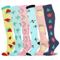 leg support stretch compression stockings outdoor sport compression socks fruits pattern below knee socks long socks stockings