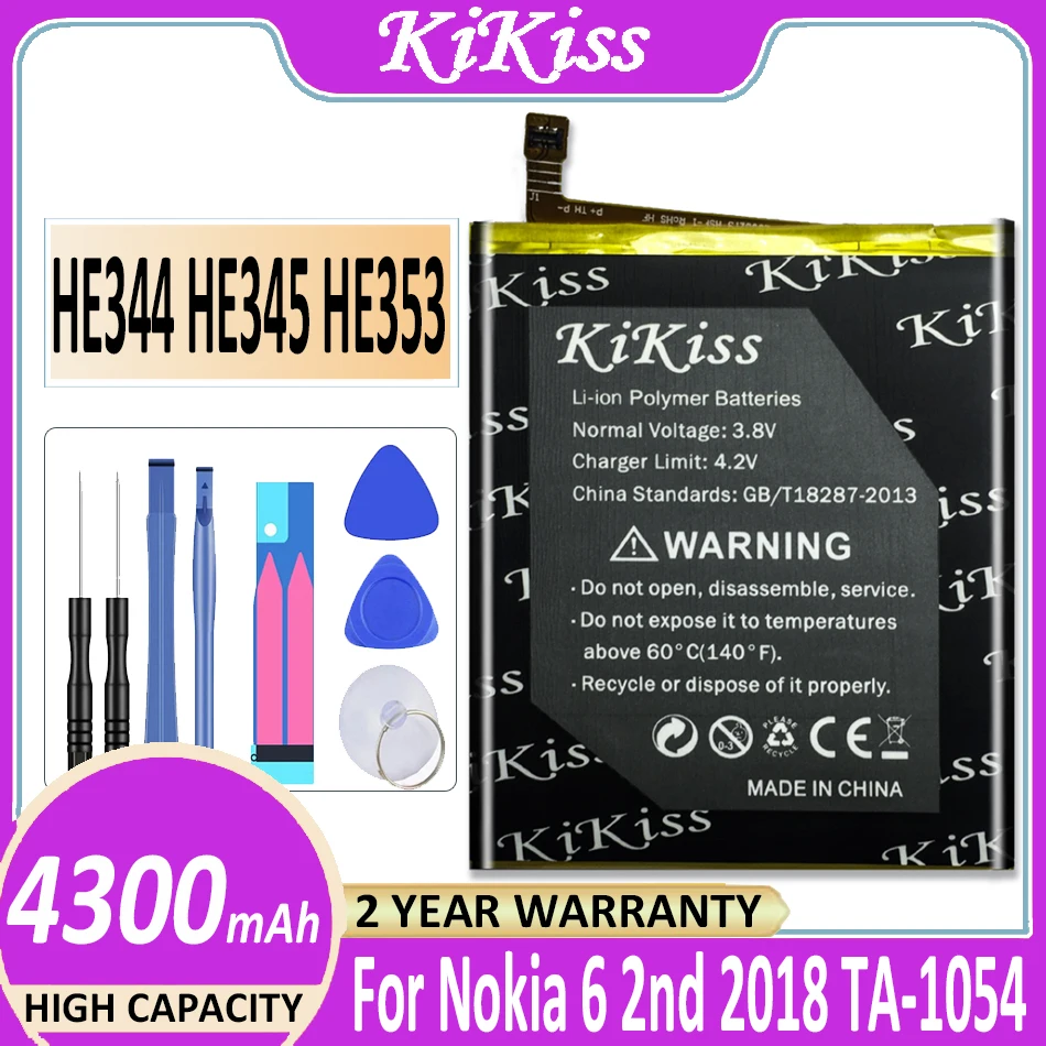 

Оригинальный литий-полимерный аккумулятор 4300 мАч KiKiss HE344 HE345 HE353 для Nokia 6 2-го поколения 2018 для Nokia 6,1 HE 345