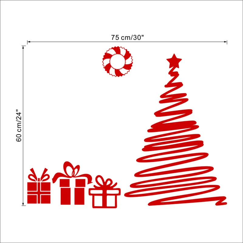 Красная лента венок Рождественская Подарочная коробка &quotДерево&quot стикер на
