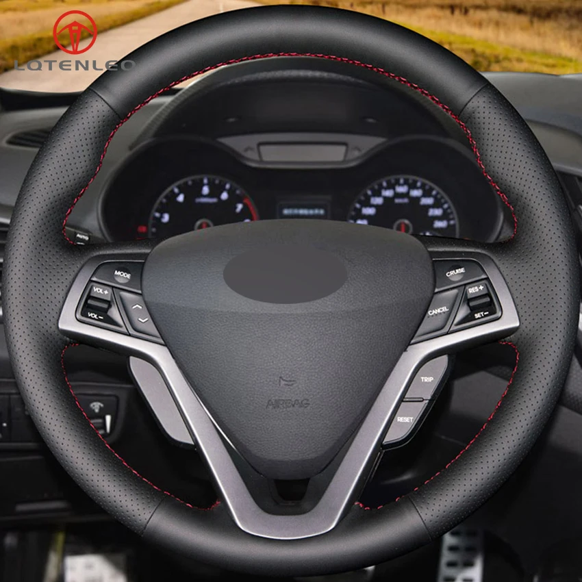 LQTENLEO черный PU искусственная кожа Чехол рулевого колеса автомобиля для Hyundai Veloster