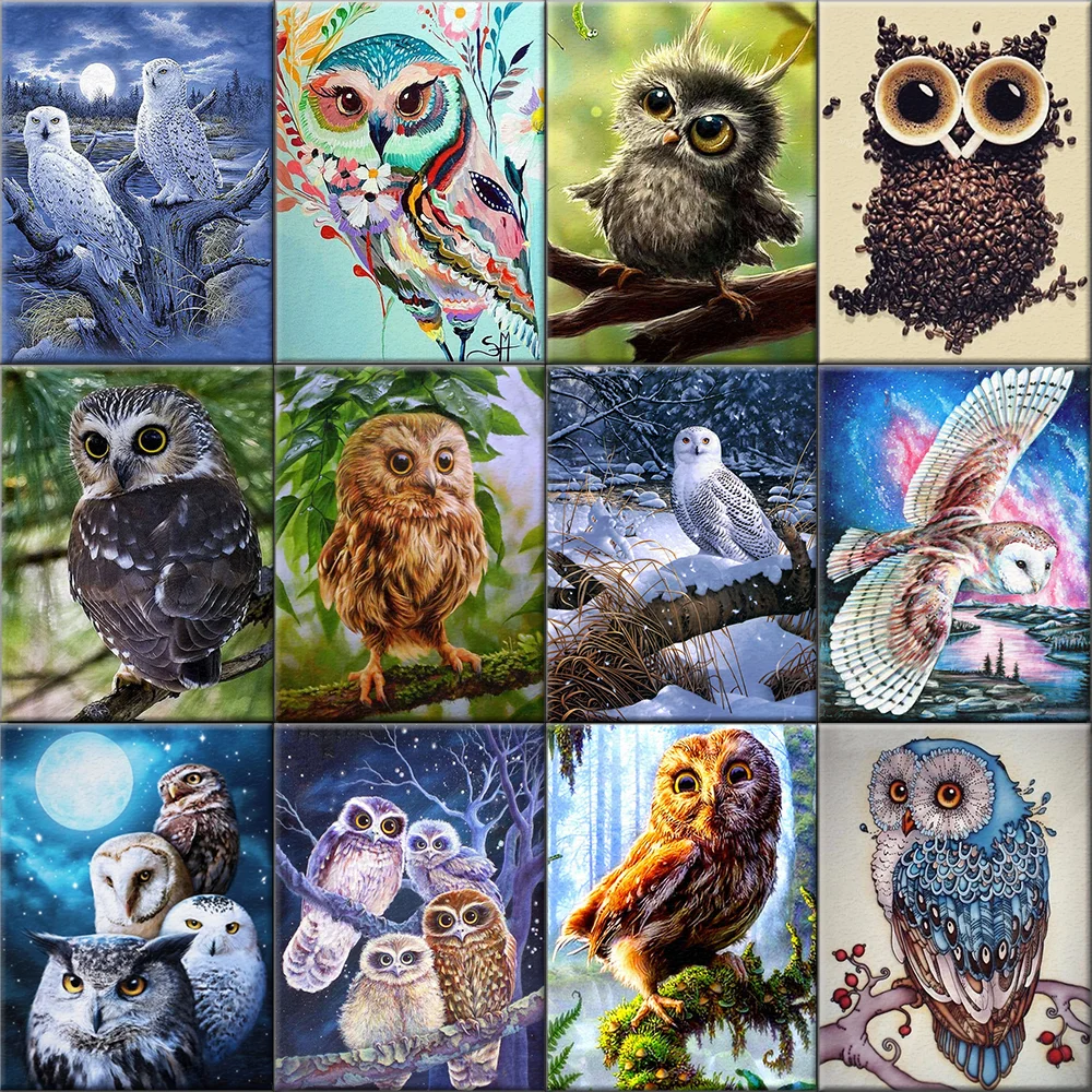 

Full Square/Round Diamond Owl DIY 5D Diamond Painting Cross Stitch Home Decor Picture Of Rhinestone Handmade Creative Gift