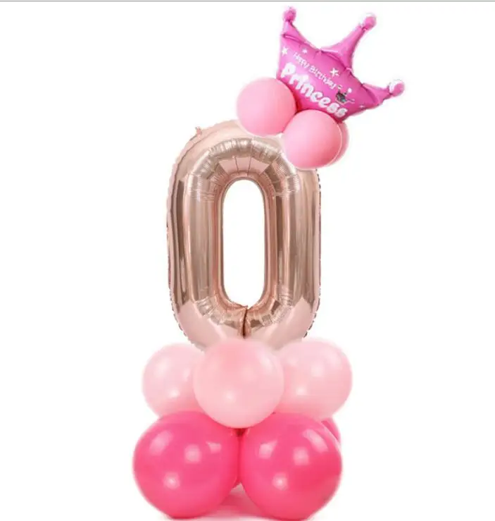 Rose gold pink 0 1 комплект 32 дюймов розовое золото номер воздушный шарик из фольги в форме цифры баллоны с гелием День рождения Свадьба Декор воздушные шары для праздника вечерние поставки - Цвет: Rose gold pink 0