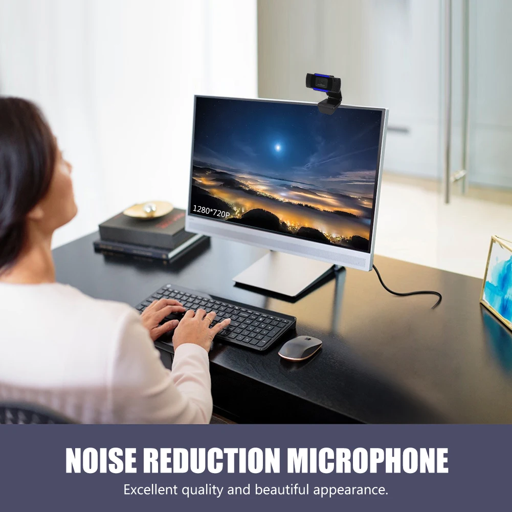 

USB Computer PC HD Webcam Live Broadcast Online Video Conference Built-In Microphone Web Camera for Laptop Desktop