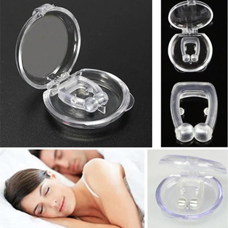 

1ps Silicone Magnet Nose Clip Stop Snoring anti snore Clip device Sleeping Aid Apnea Guard Night Device with Case Drop shipping