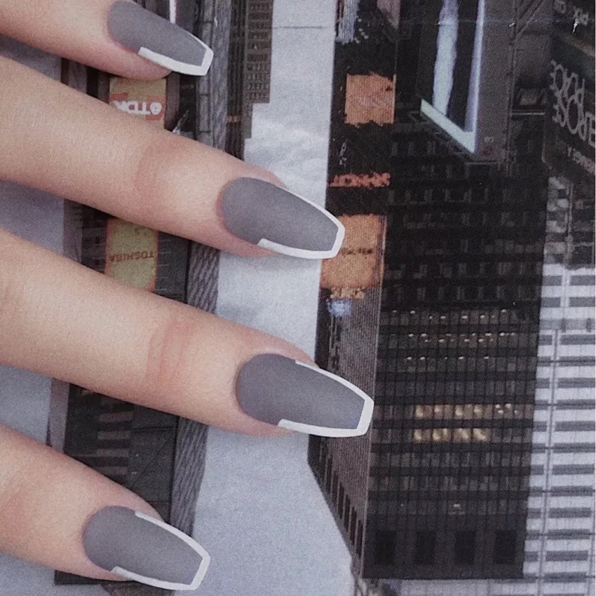 High Quality Fashion Charm Pure Color White Edge Fake Nail Clips DIY Art Jewelry Decoration Accessories Tools 24pcs/box | Красота и