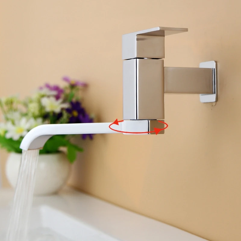 

G1/2Inch Bathroom Basin Faucet Wall Mounted Cold Water Faucet Bathtub Waterfall Spout Vessel Sink Faucet