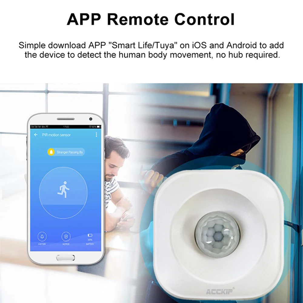 Инфракрасный датчик движения ACCKIP 360 градусов работает с Alexa Google Tuya APP голосовое