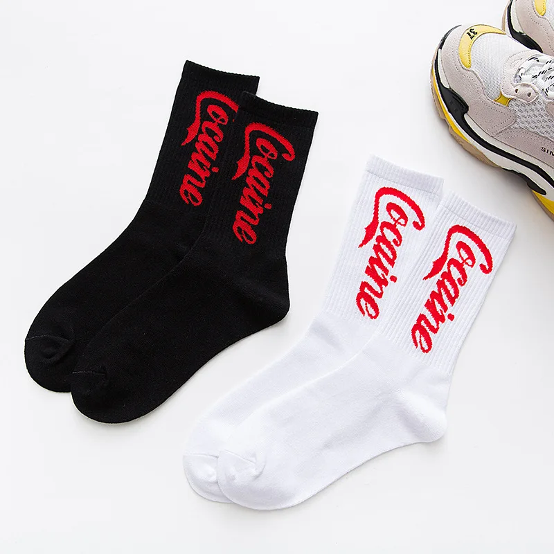 Women Socks Middle Tube with Letters Leave Me Alone Simple Casual Stripes Spring and Summer Fashion | Женская одежда