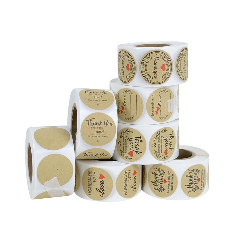 

500pcs 3.8cm Thank You Kraft Paper Sealing Label Sticker Handmade Scrapbook Accessories Wedding Birthday Party Gift Stickers