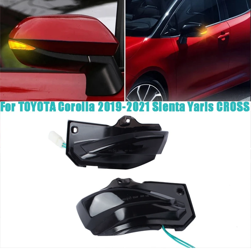 

NEW-Car Dynamic LED Turn Signal Light Rearview Mirror Lamp for Toyota Corolla 2019-2021 Toyota Sienta Yaris Cross