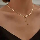 Ожерелье-чокер из нержавеющей стали женское, цепочка со змеиным плетением в минималистическом стиле, золотистого цвета, бижутерия