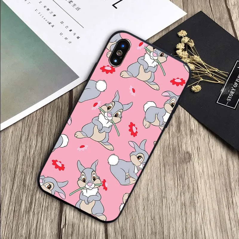 Bambi Thumper чехол мягкий силиконовый черный ТПУ Телефон чехол для iPhone 6 6plus 7 8 plus 5 5S SE X XR XS Max