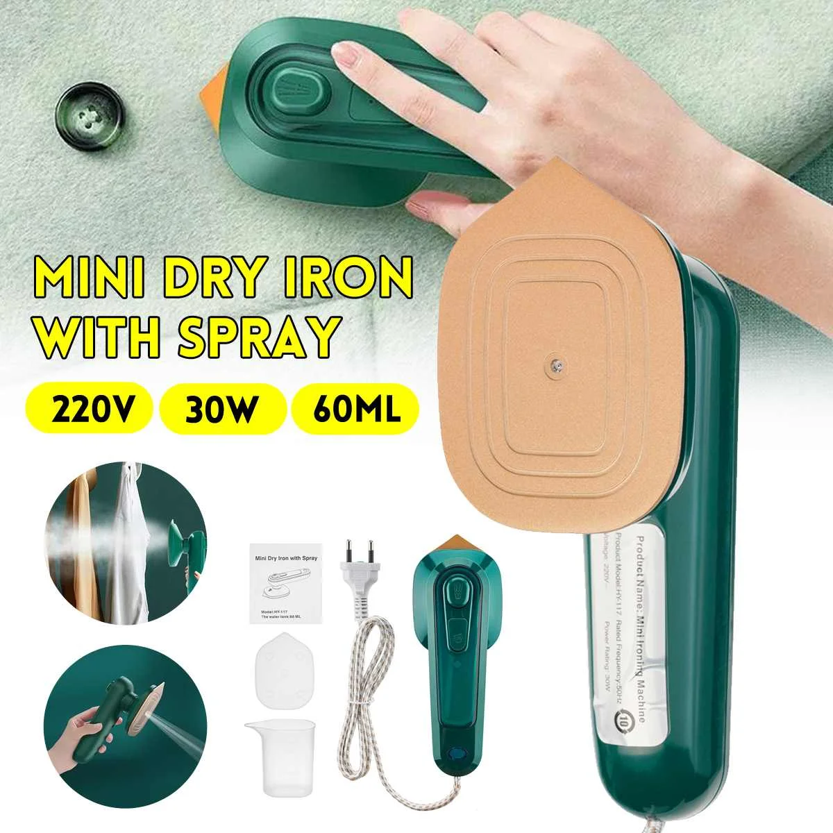 

220V Micro Steam Iron Handheld Household Portable Mini Ironing Machine Fabric Clothes Garment Steamer For Home Travel EU Plug
