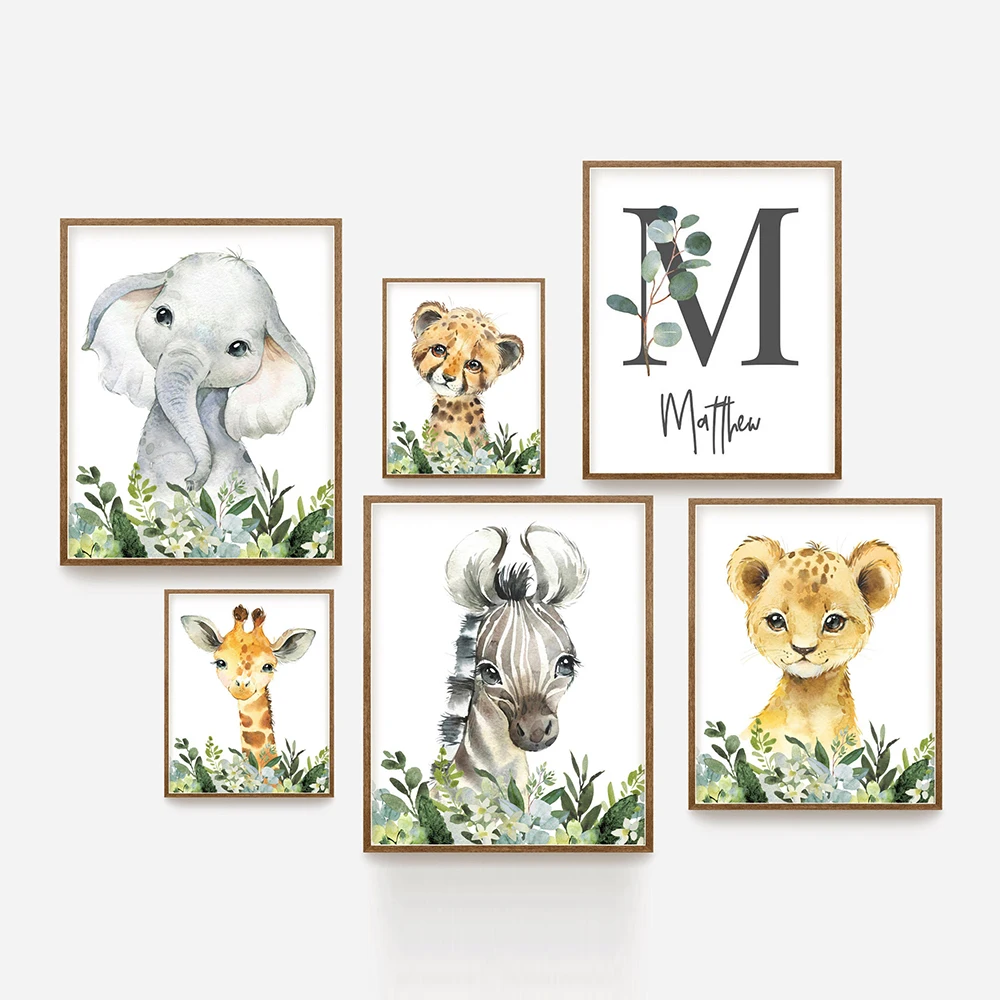 Постеры с изображением слона жирафа зебры тропических листьев джунглей животных