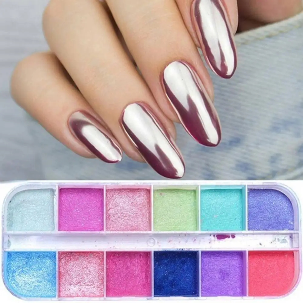 

12Pcs/Box Super-fine Glitter Nail Powder DIY Shimmers Pigment Manicure Art Decor