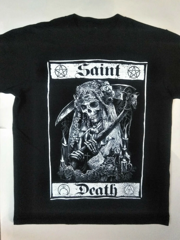 Сент-DEATH футболка Санта Muerte Santisima Oracion молитва Мрачный Жнец Ангел Святой | Мужская