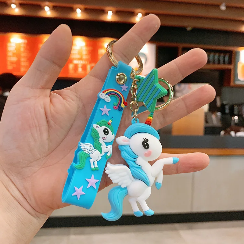 

Cartoon Silica Gel Unicorn Doll Cute Schoolbag Pendant Car Key Chain Pendant Pony Gift Key Chain Holiday Birthday Gift Toys