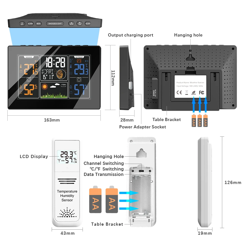 wireless digital automatic radio control weather forecast station protmex pt201c with hygrometer thermometer sensor free global shipping