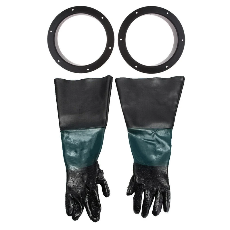 

23.6Inch Heavy Duty Gloves With 2 Glove Holders Duty Working Protective Sandblaster Gloves For Sand Blast Cabinet