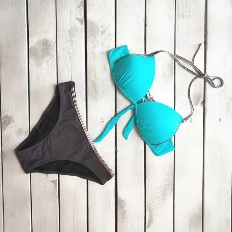 Новинка 2019 сексуальный Двухсекционный купальник пуш-ап женский с высокой