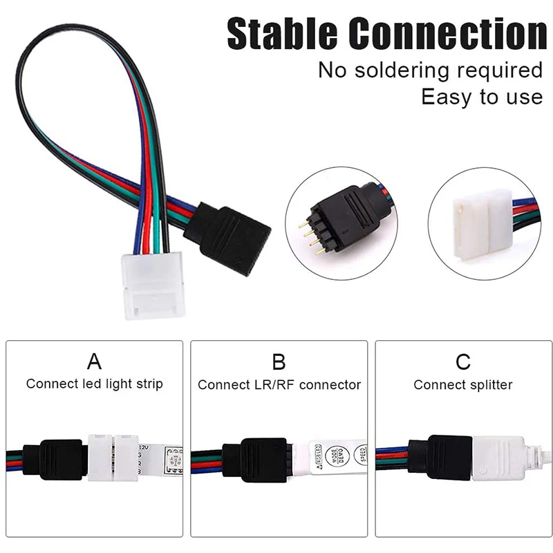 4 Pin Connector 10mm Terminal Splice L T I Shaped RGB LED Strip Light Bar Adapter Accessories Kit for 5050 Jumper Wire | Обустройство