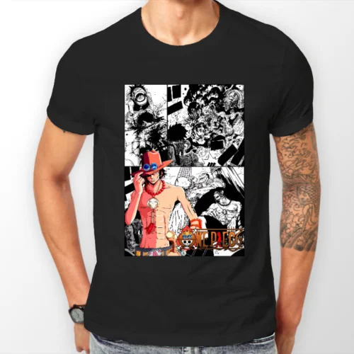 Portgas D Ace one piece Manga Strip Аниме футболки унисекс все размеры|Мужские футболки| |