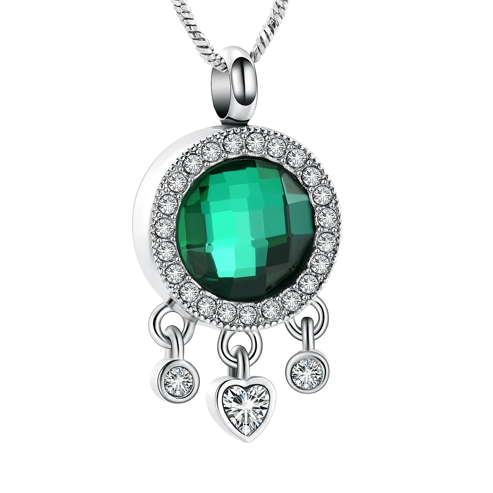 

Модные круглые ювелирные изделия из нержавеющей стали, памятные ювелирные изделия с хрустальным хранилищем, урна для кремации, ожерелье с п...