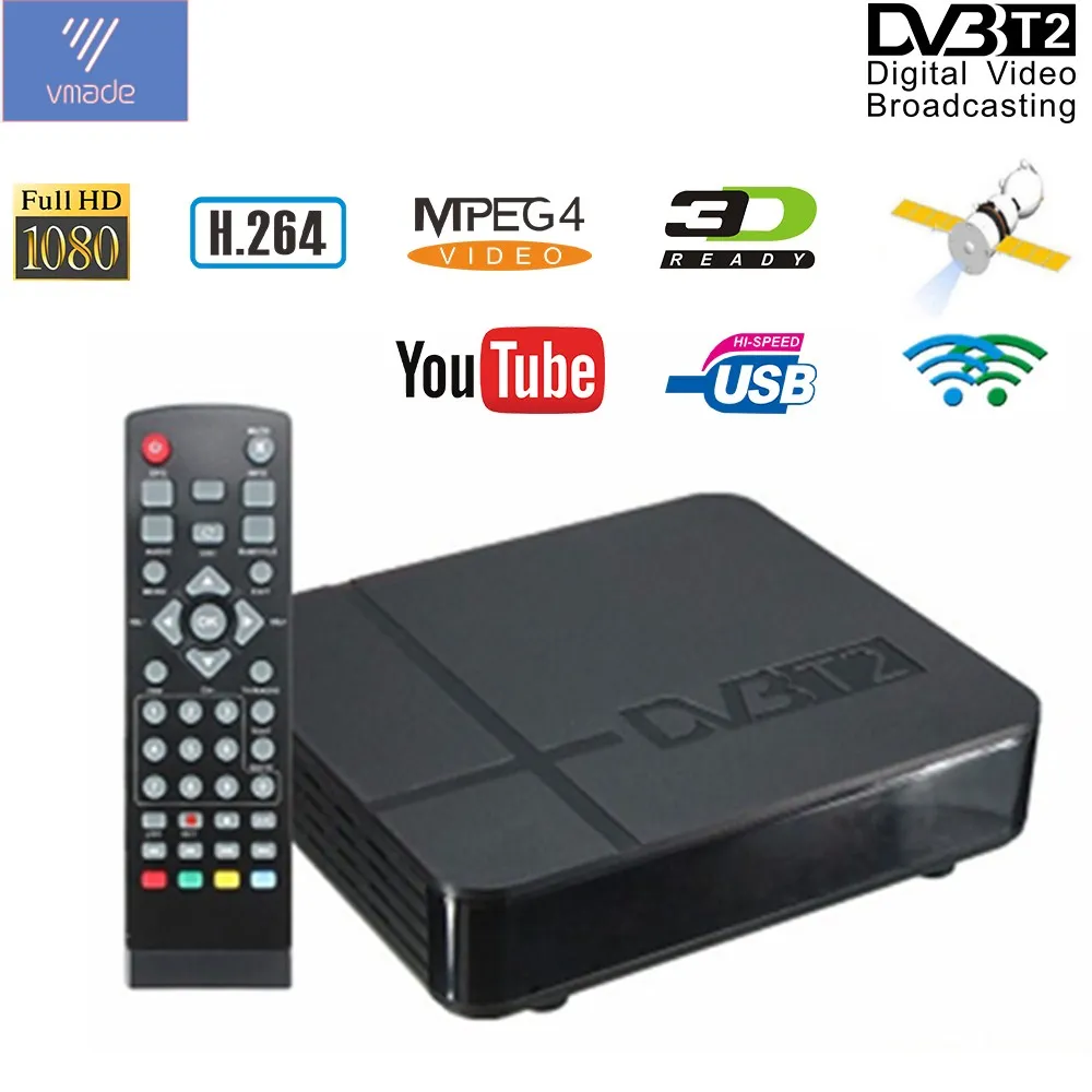 DVB-T2 4 Мбайт тюнер приемное устройство цифровой эфирный ТВ сигнала приемник декодер пропускная способность полностью HD 1080p Стандартный мини Декодер каналов кабельного телевидения