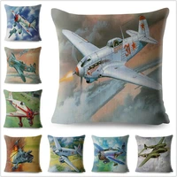 cartoon airplane fighter print throw textile cushion covers sofa home decor