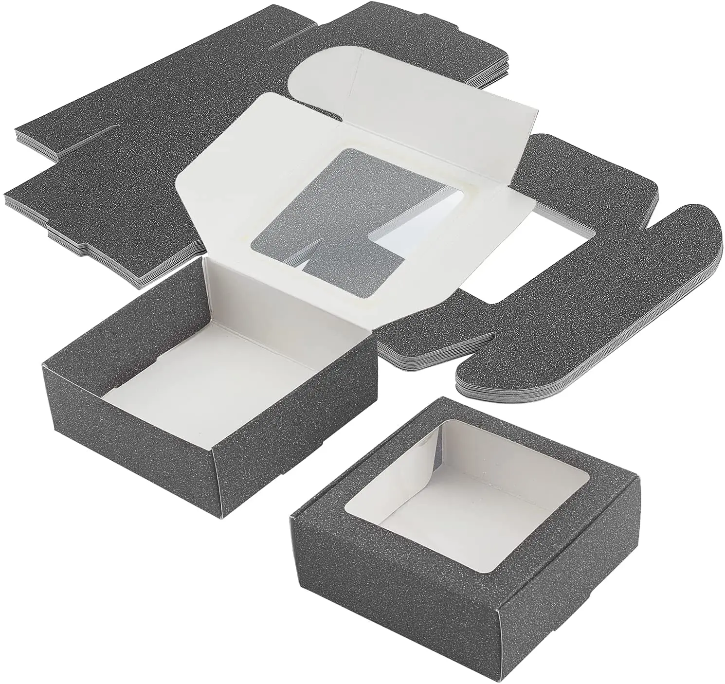 

16 шт., Подарочная коробка из черной крафт-бумаги, 9,4x9,4x3,6 см