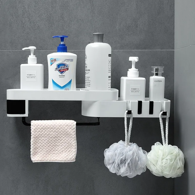 

ABS Plastic Suction Cup Bathroom Kitchen Corner Storage Rack Organizer Shower Shelf Shampoo Shower Holder Storage Rack Organizer