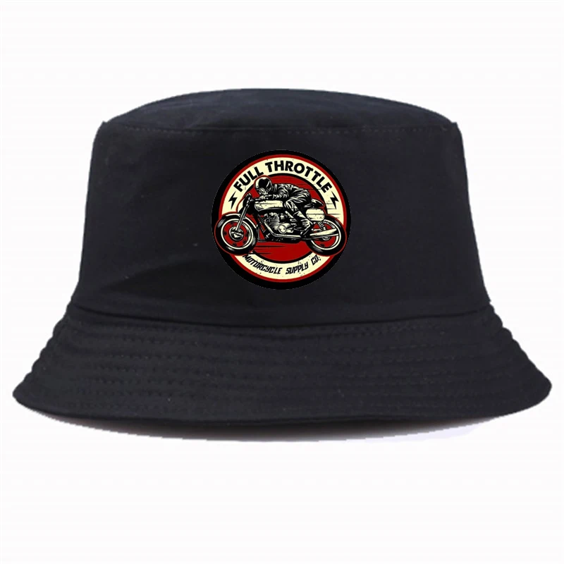 

Fashion Summer style hats Full Throttle Cafe Racer Rockabilly Biker Print Bucket Hats