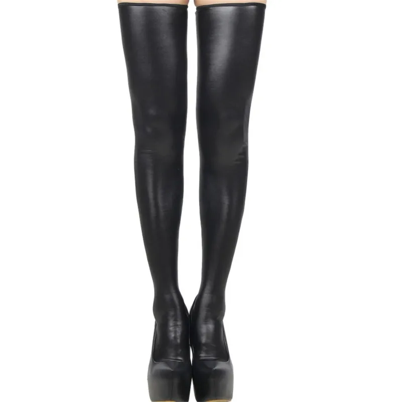 Сексуальные женские чулки искусственная кожа нижнее белье с молнией Костюм фут.