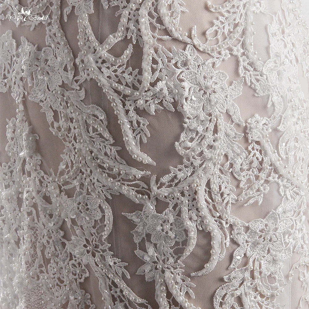 LZ376 Luxury Bling Bead Pearls Wedding Dress Spaghetti Straps Sweetheart Neck Sleeveless Mermaid Sequin Lace Beach | Свадьбы и