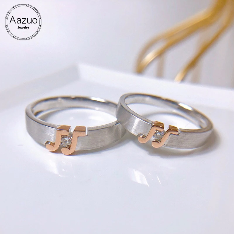 

Aazuo оригинальный набор из 18 К белого золота с настоящим бриллиантом, модные свадебные кольца для пар, набор для мужчин и женщин, набор для пом...