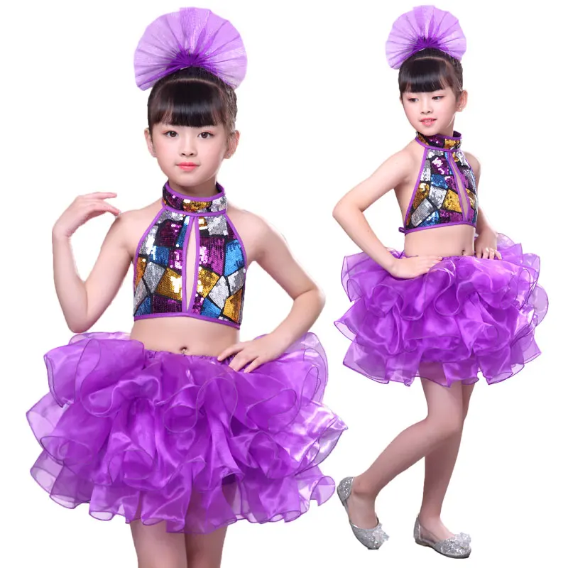 Детский костюм для джазовых танцев на новый год платье-пончо с блестками