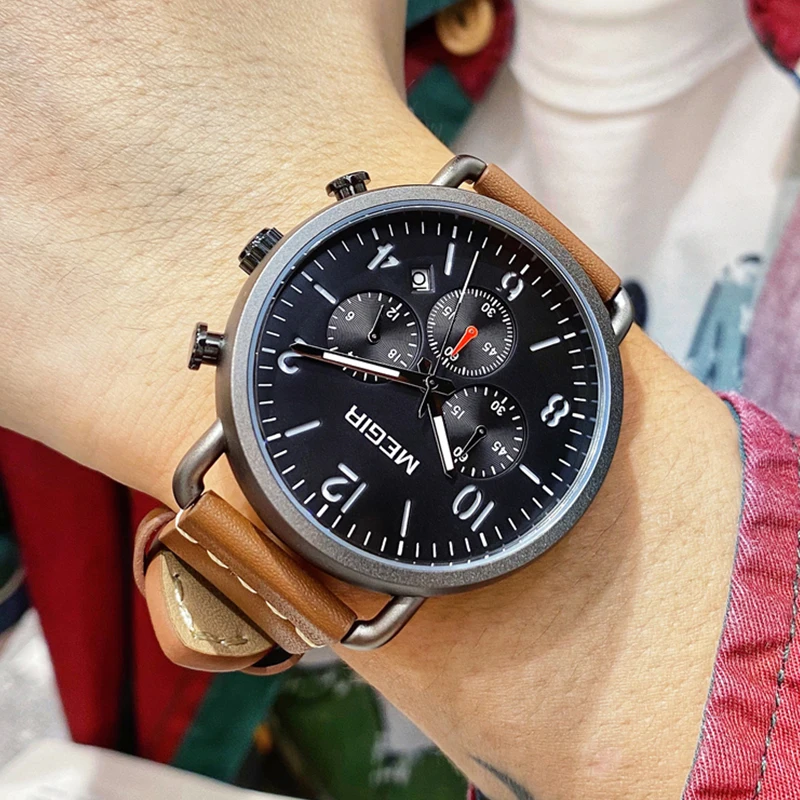 Часы наручные MEGIR Мужские кварцевые модные спортивные брендовые Роскошные