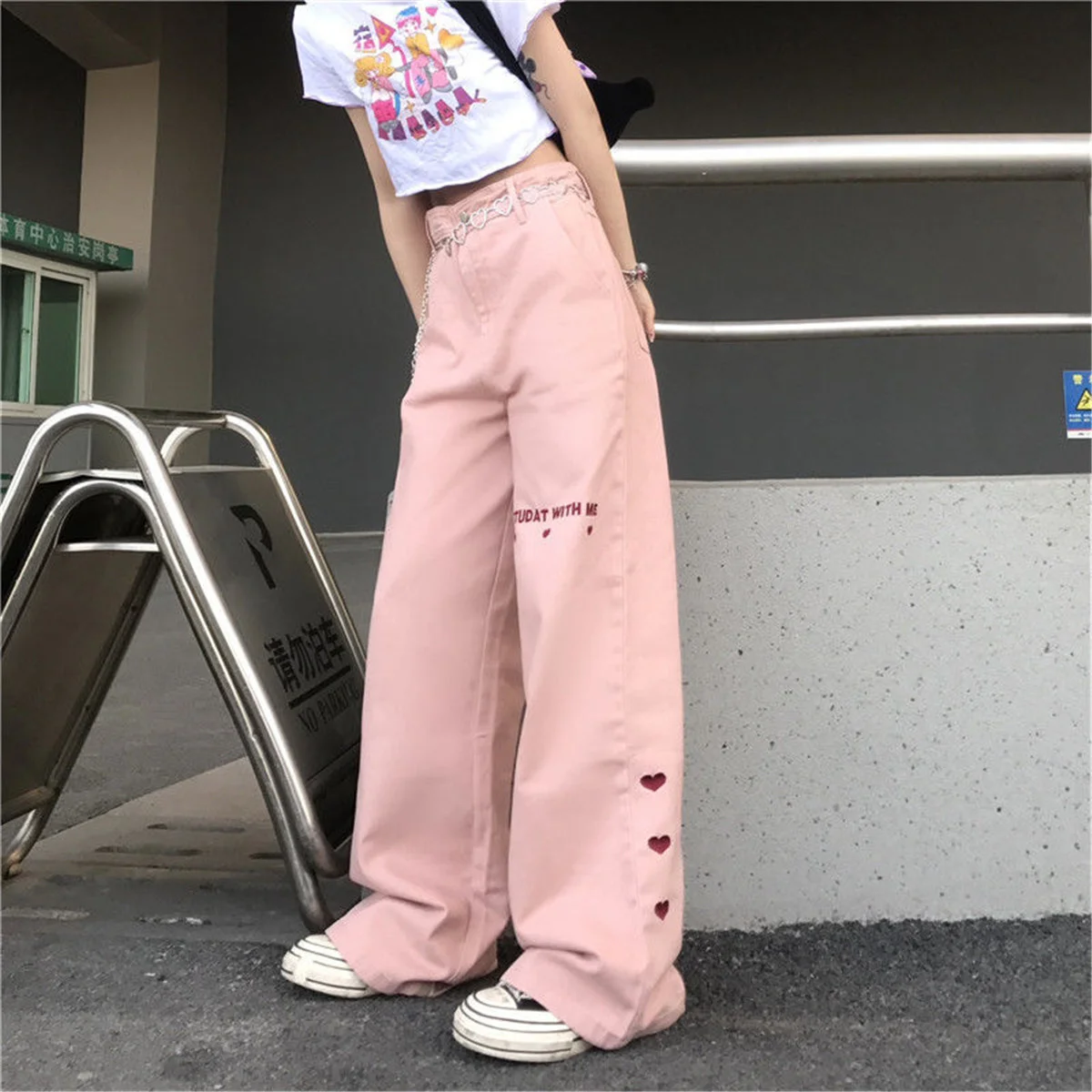 

Джинсы мужские в готическом стиле, модные забавные штаны в стиле Харадзюку, повседневные брюки в Корейском стиле, уличная одежда в стиле хип...