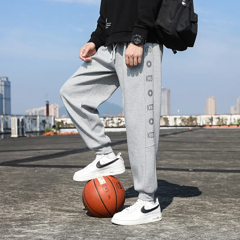 

2021 Boys Exercise Ankle-Tied Trousers Baggy Pants Autumn and Winter Sweatpants Casual Harem Pants Trendy Basketball Shorts
